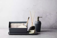 Tray in bamboo fiber dark grey