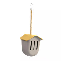 Maison à papillons en fibre de bambou taupe avec toit jaune