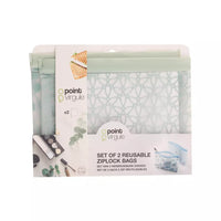 set de 2 sacs ziplock réutilisables avec fond vert