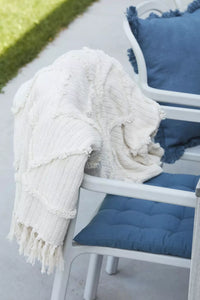 Plaid en coton 100% recyclé blanc