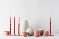 Bougeoir pour 3 bougies en céramique vieux rose