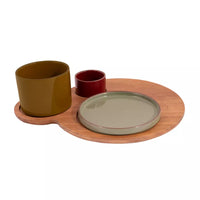 Sharing set met hamburgerplank uit acacia en 3 schaaltjes FSC®