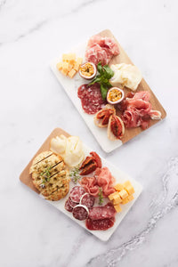 Marble & acacia wood serving board 28x17.5cm