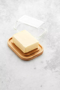 Bamboo butter dish with glass lid big FSC®