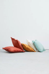 Coussin décoratif en 100% coton recyclé terre cuite