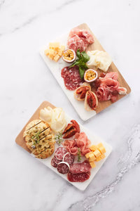 Marble & acacia wood serving board 30x20cm