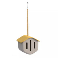 Vlinderhuisje uit bamboevezel taupe met geel dak