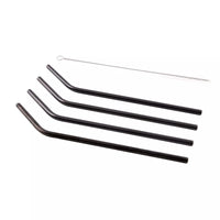Set of 4 cocktail drinking straws black with cleaning brush