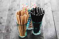 Set van 48 papieren rietjes zwart