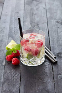 Set van 4 korte cocktailrietjes zwart met reinigingsborstel