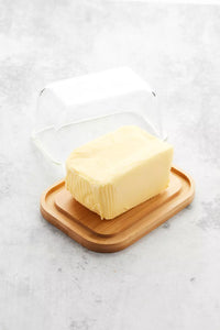 Bamboo butter dish with glass lid big FSC®
