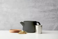 Theepot met deksel uit acacia zwart 600ml