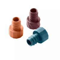 Wine bottle stoppers in TPE and steel, burgundy, rust, petrol blue