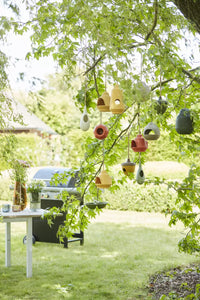 Vogelhuisje uit bamboevezel okergeel