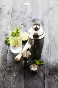 Set cocktail avec cuillère - mesureur - pilon à cocktail & cobbler shaker