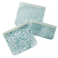 Set of 3 reusable ziplock bags green