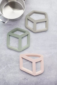 3D trivet cube green
