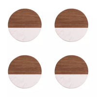 Set of 4 coasters marble/acacia wood ø 10cm FSC®