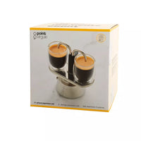 Espresso set van 2 dubbelwandige glazen 80ml en handmatige espresso maker