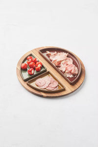 Sharing round acacia serving tray w/ magnets 33x33x2cm FSC®