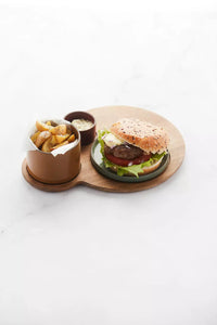 Sharing set met hamburgerplank uit acacia en 3 schaaltjes FSC®