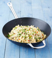 Carbon steel wok with excalibur non-stick coating ø 36cm