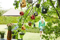 Vogelhuisje uit bamboevezel eikel groen