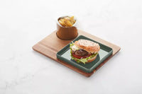 Sharing rechthoekige hamburgerplank uit acacia 33x22x2cm FSC®