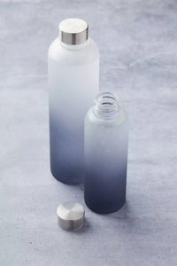 Glazen fles frosted donkerblauw 500ml