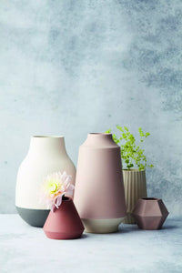 Geometrische vaas uit bamboevezel poederroze 10.8x9.5x8cm