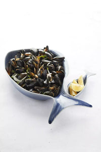 Plat à poisson profonde bleu 45x25cm