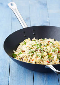 Carbon steel wok with excalibur non-stick coating ø 36cm