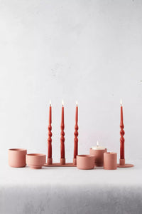 Bougeoir pour 3 bougies en céramique vieux rose