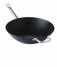 Carbon steel wok with excalibur non-stick coating ø 36cm