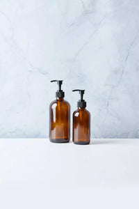 Bouteille en verre avec pompe ambré 500ml