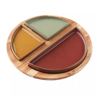 Ensemble à partager avec planche de service en acacia avec aimants et 3 coupelles FSC®