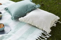 Coussin décoratif en 100% coton recyclé blanc