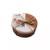Set of 4 coasters marble/acacia wood ø 10cm FSC®