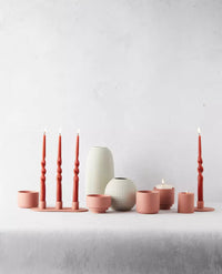 Bougeoir pour 3 bougies en céramique vieux rose