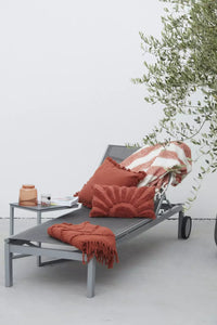 Plaid uit 100% gerecycleerd polyester wit/terracotta