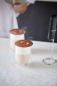 Set cappuccino avec 2 verres à double paroi 250ml, mousseur à lait et pochoir