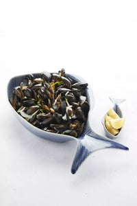 Plat à poisson profonde bleu 45x25cm