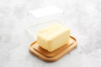 Bamboo butter dish with glass lid big FSC®