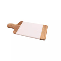 Marble & acacia wood serving board 38x18cm