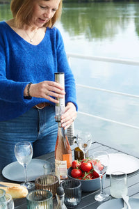 4-piece wine set: electric wine opener, pourer, vacuum stopper, foil cutter