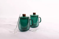 Set de 2 mugs à thé avec cuillère à miel 600ml Vert Forêt