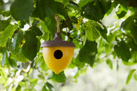 Vogelhuisje uit bamboevezel eikel okergeel