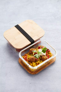 Glass lunch box with bamboo lid 1.1L