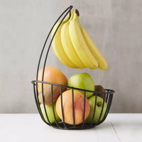 Wire bananenhouder en fruitmand zwart