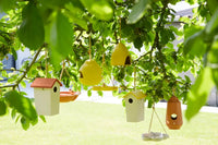 Bamboo fiber bird house taupe with ochre roof